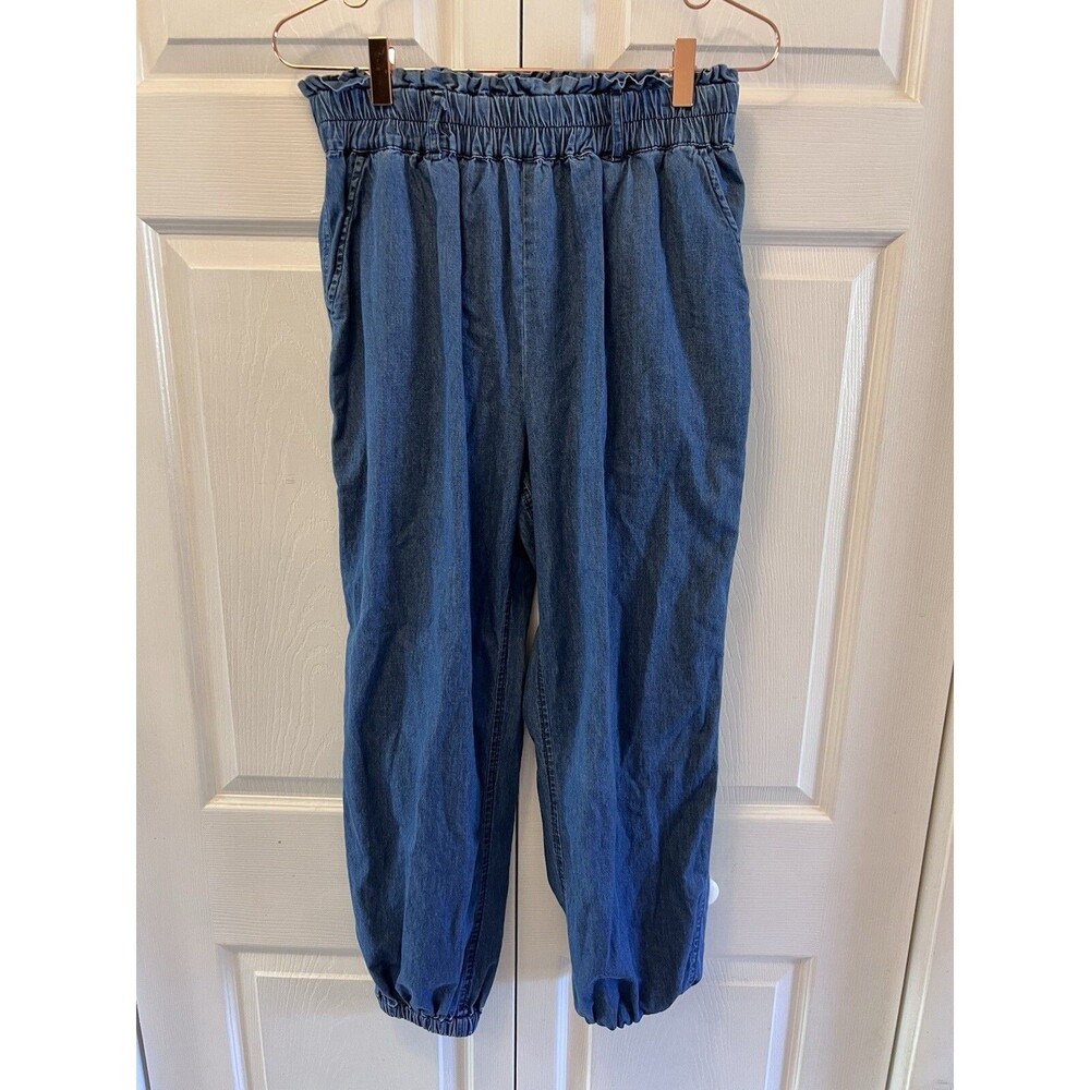 Cleobella Rena Denim Blue Jean Jogger Size Small Elastic Waist - Picture 3 of 8